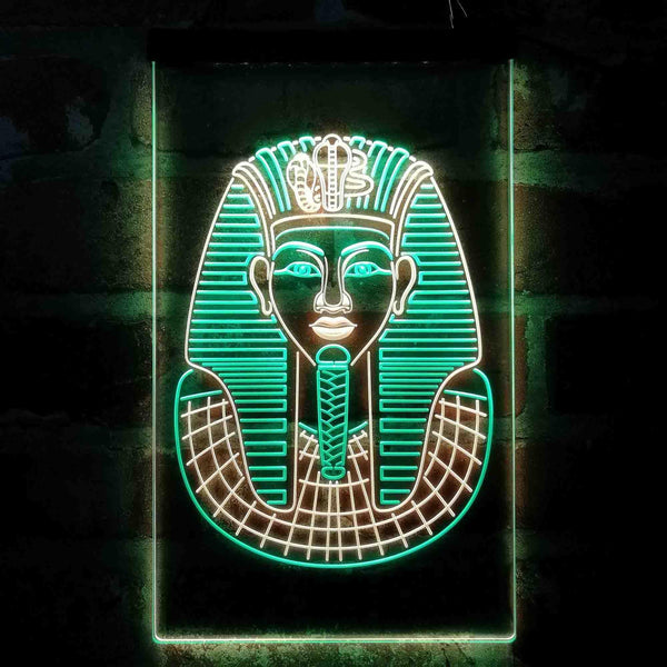 ADVPRO Golden Cobra and Vulture Mask of Pharaoh Egyptian King  Dual Color LED Neon Sign st6-i4054 - Green & Yellow