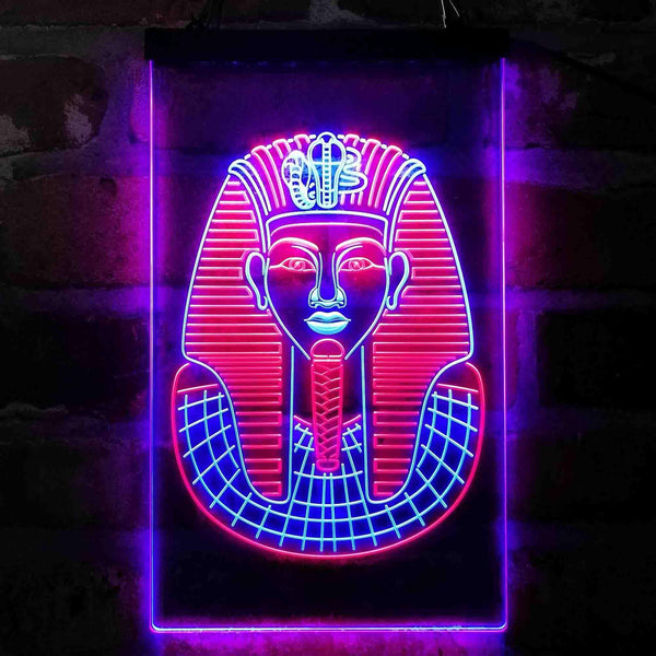 ADVPRO Golden Cobra and Vulture Mask of Pharaoh Egyptian King  Dual Color LED Neon Sign st6-i4054 - Red & Blue