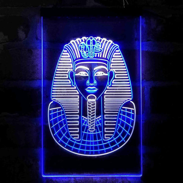 ADVPRO Golden Cobra and Vulture Mask of Pharaoh Egyptian King  Dual Color LED Neon Sign st6-i4054 - White & Blue