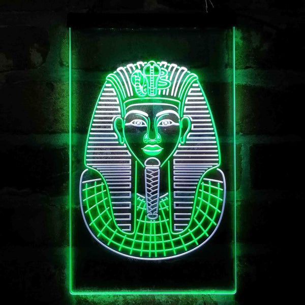 ADVPRO Golden Cobra and Vulture Mask of Pharaoh Egyptian King  Dual Color LED Neon Sign st6-i4054 - White & Green