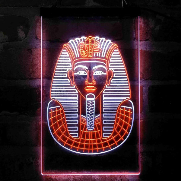 ADVPRO Golden Cobra and Vulture Mask of Pharaoh Egyptian King  Dual Color LED Neon Sign st6-i4054 - White & Orange