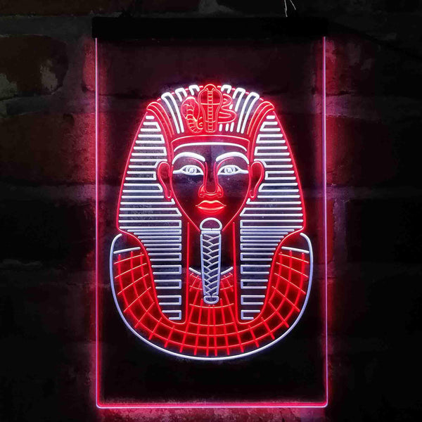 ADVPRO Golden Cobra and Vulture Mask of Pharaoh Egyptian King  Dual Color LED Neon Sign st6-i4054 - White & Red