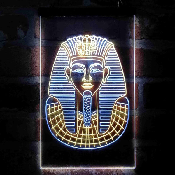ADVPRO Golden Cobra and Vulture Mask of Pharaoh Egyptian King  Dual Color LED Neon Sign st6-i4054 - White & Yellow