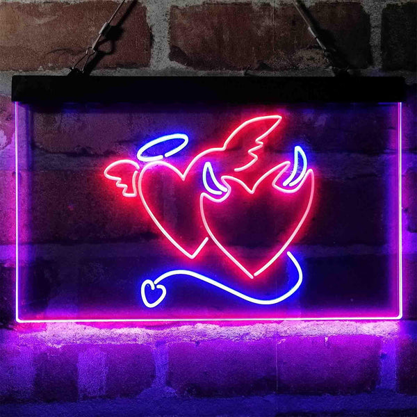 ADVPRO Angel and Devil Heart Love Dual Color LED Neon Sign st6-i4056 - Blue & Red