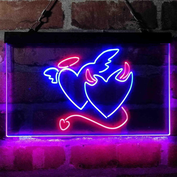 ADVPRO Angel and Devil Heart Love Dual Color LED Neon Sign st6-i4056 - Red & Blue