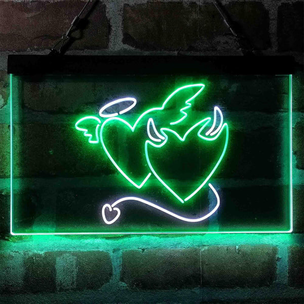 ADVPRO Angel and Devil Heart Love Dual Color LED Neon Sign st6-i4056 - White & Green