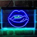 ADVPRO Licking Lips Mouth Sexy Dual Color LED Neon Sign st6-i4058 - Green & Blue