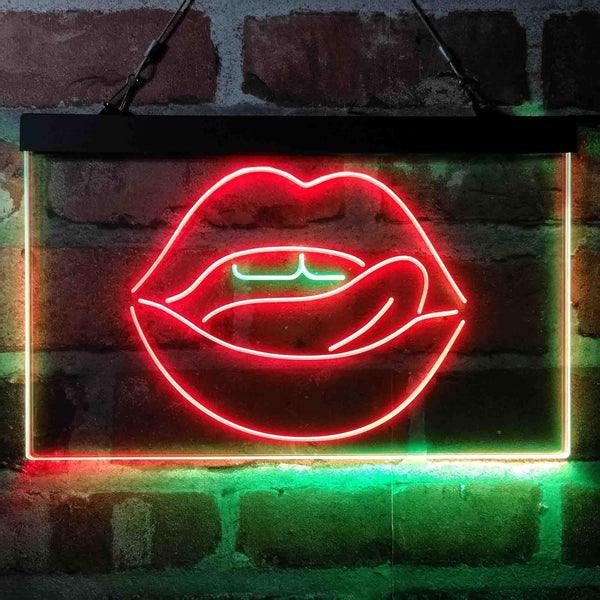 ADVPRO Licking Lips Mouth Sexy Dual Color LED Neon Sign st6-i4058 - Green & Red
