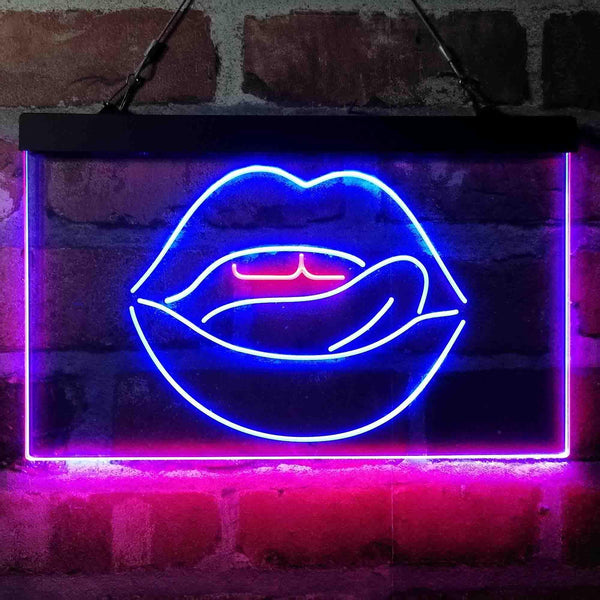 ADVPRO Licking Lips Mouth Sexy Dual Color LED Neon Sign st6-i4058 - Red & Blue