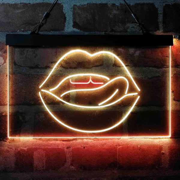 ADVPRO Licking Lips Mouth Sexy Dual Color LED Neon Sign st6-i4058 - Red & Yellow