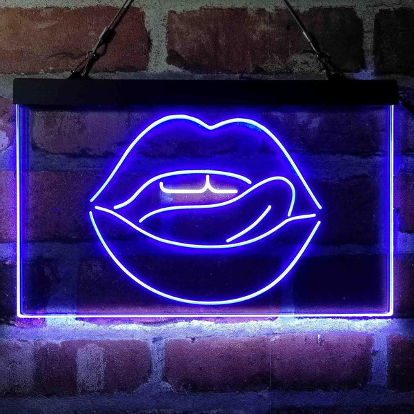 ADVPRO Licking Lips Mouth Sexy Dual Color LED Neon Sign st6-i4058 - White & Blue