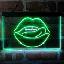 ADVPRO Licking Lips Mouth Sexy Dual Color LED Neon Sign st6-i4058 - White & Green