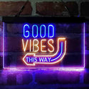 ADVPRO Good Vibes Arrow This Way Dual Color LED Neon Sign st6-i4059 - Blue & Yellow