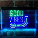 ADVPRO Good Vibes Arrow This Way Dual Color LED Neon Sign st6-i4059 - Green & Blue