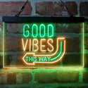ADVPRO Good Vibes Arrow This Way Dual Color LED Neon Sign st6-i4059 - Green & Yellow