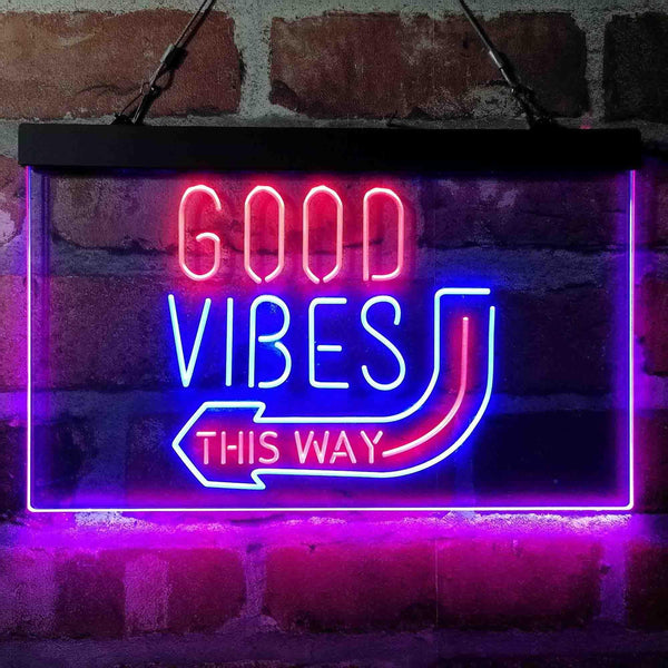 ADVPRO Good Vibes Arrow This Way Dual Color LED Neon Sign st6-i4059 - Red & Blue