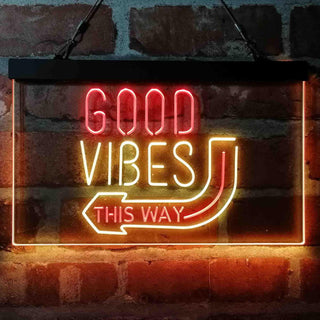 ADVPRO Good Vibes Arrow This Way Dual Color LED Neon Sign st6-i4059 - Red & Yellow