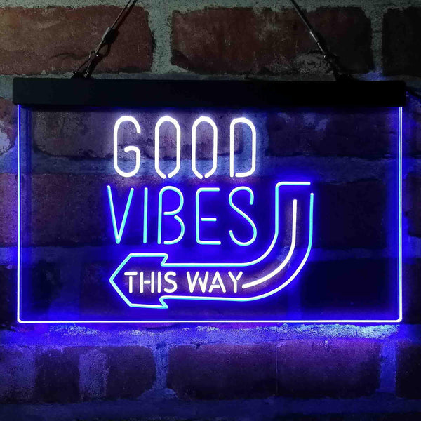 ADVPRO Good Vibes Arrow This Way Dual Color LED Neon Sign st6-i4059 - White & Blue