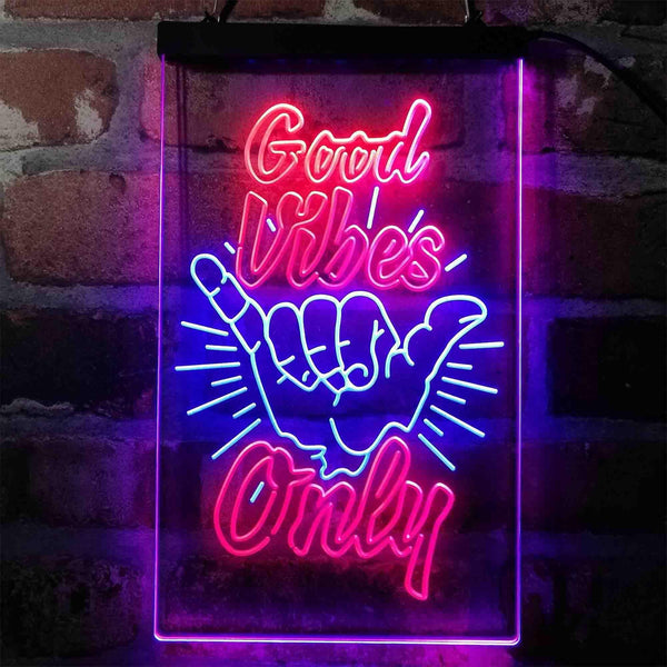 ADVPRO Good Vibes Only Hand Signal Room  Dual Color LED Neon Sign st6-i4061 - Blue & Red