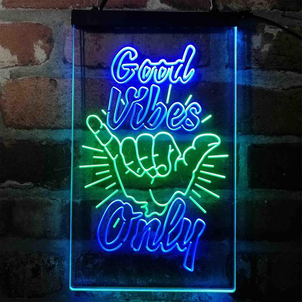 ADVPRO Good Vibes Only Hand Signal Room  Dual Color LED Neon Sign st6-i4061 - Green & Blue
