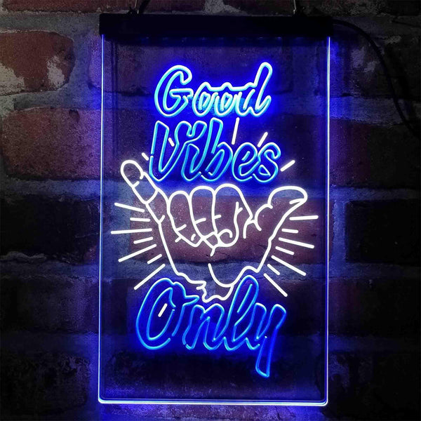 ADVPRO Good Vibes Only Hand Signal Room  Dual Color LED Neon Sign st6-i4061 - White & Blue