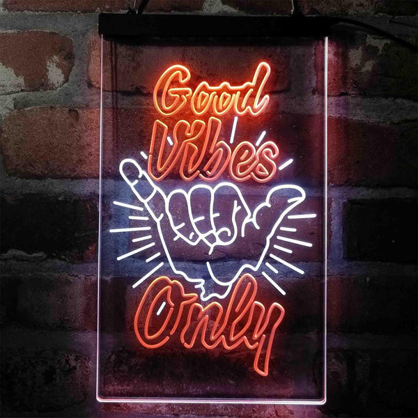 ADVPRO Good Vibes Only Hand Signal Room  Dual Color LED Neon Sign st6-i4061 - White & Orange