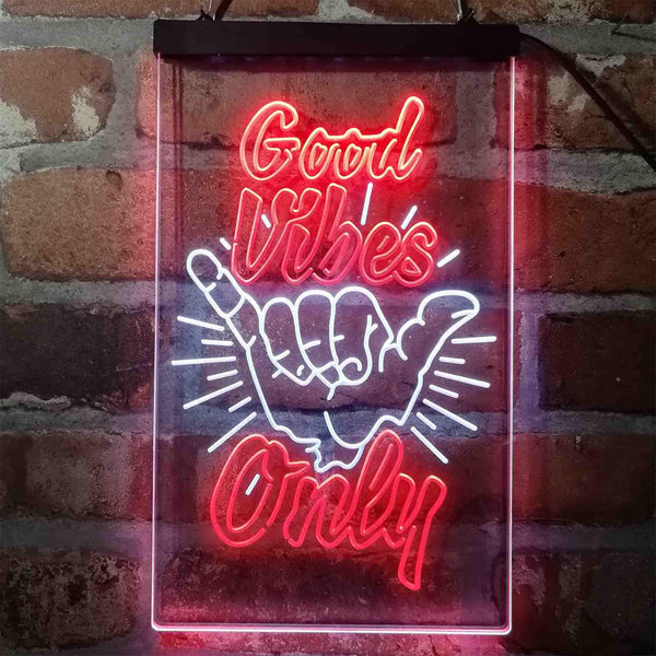 ADVPRO Good Vibes Only Hand Signal Room  Dual Color LED Neon Sign st6-i4061 - White & Red
