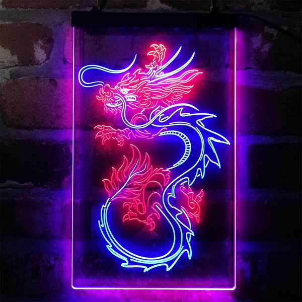 ADVPRO Flying Dragon Tattoo Art Display  Dual Color LED Neon Sign st6-i4062 - Blue & Red