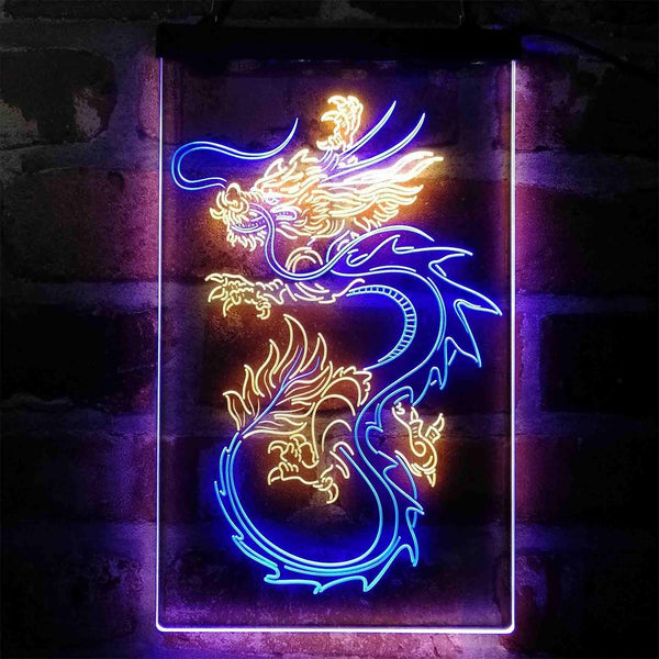 ADVPRO Flying Dragon Tattoo Art Display  Dual Color LED Neon Sign st6-i4062 - Blue & Yellow