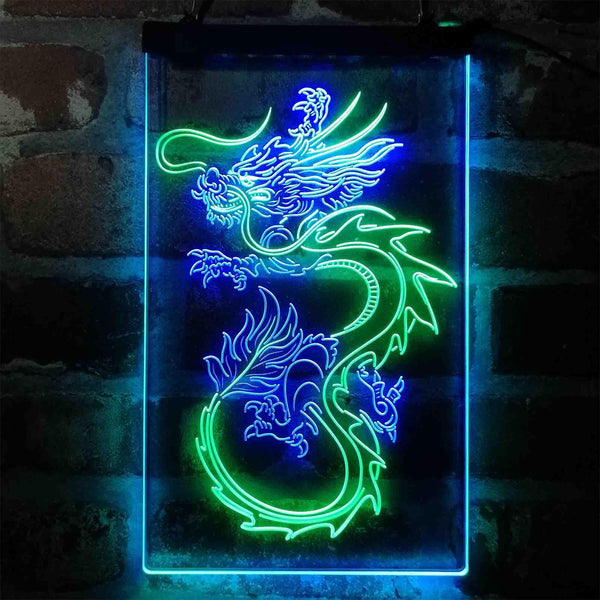 ADVPRO Flying Dragon Tattoo Art Display  Dual Color LED Neon Sign st6-i4062 - Green & Blue