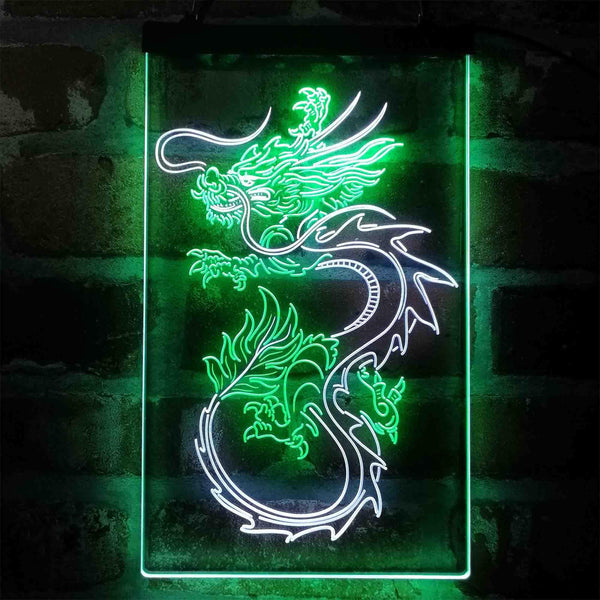 ADVPRO Flying Dragon Tattoo Art Display  Dual Color LED Neon Sign st6-i4062 - White & Green