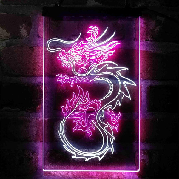 ADVPRO Flying Dragon Tattoo Art Display  Dual Color LED Neon Sign st6-i4062 - White & Purple