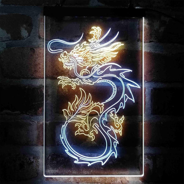 ADVPRO Flying Dragon Tattoo Art Display  Dual Color LED Neon Sign st6-i4062 - White & Yellow