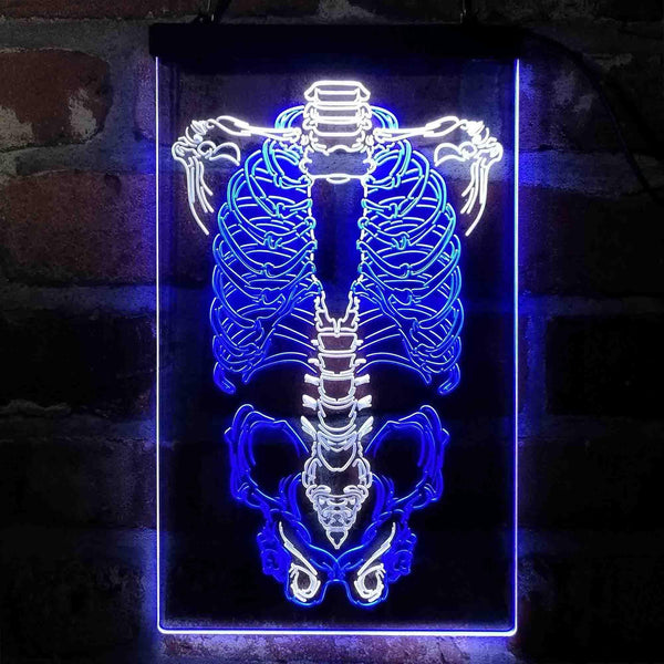 ADVPRO Human Body Skeleton Bond Art  Dual Color LED Neon Sign st6-i4063 - White & Blue