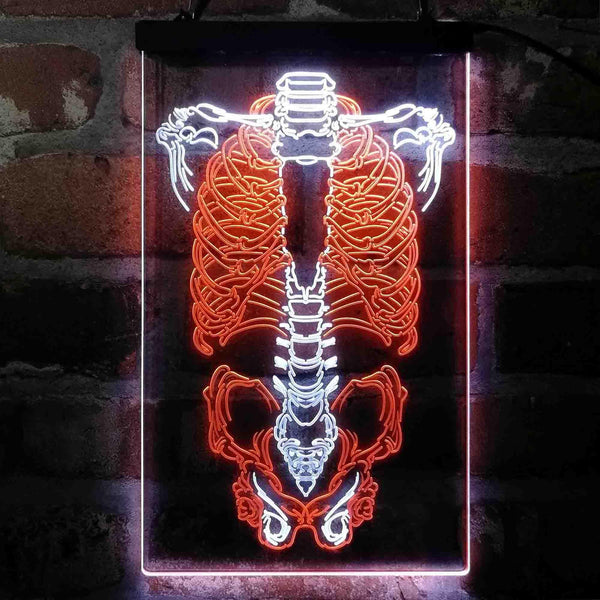 ADVPRO Human Body Skeleton Bond Art  Dual Color LED Neon Sign st6-i4063 - White & Orange