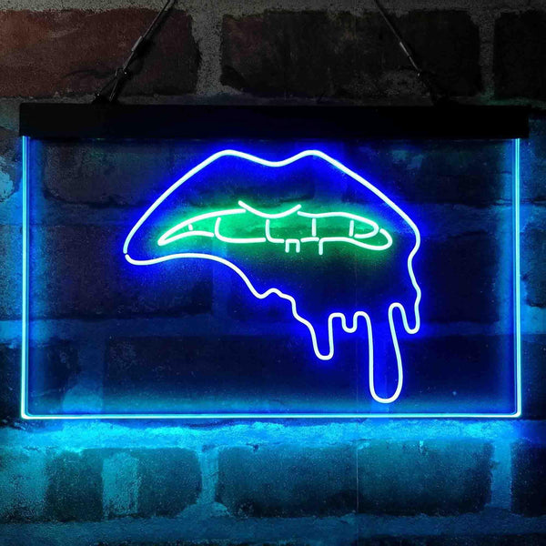 ADVPRO Lip Biting Bleeding Art Dual Color LED Neon Sign st6-i4066 - Green & Blue