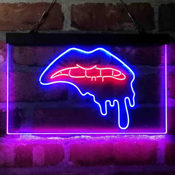 ADVPRO Lip Biting Bleeding Art Dual Color LED Neon Sign st6-i4066 - Red & Blue