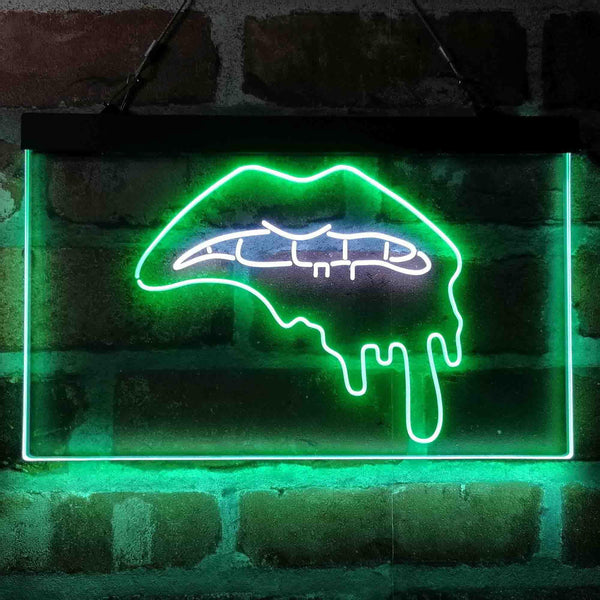 ADVPRO Lip Biting Bleeding Art Dual Color LED Neon Sign st6-i4066 - White & Green