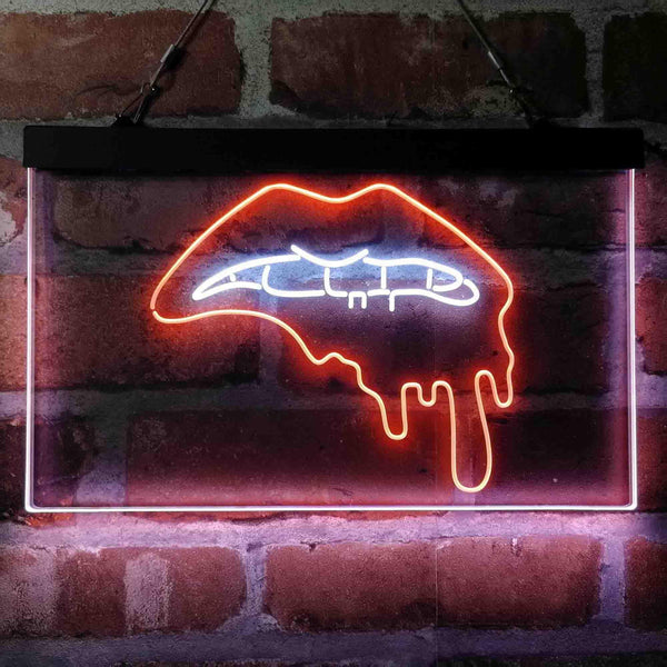 ADVPRO Lip Biting Bleeding Art Dual Color LED Neon Sign st6-i4066 - White & Orange