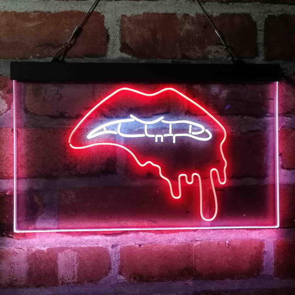 ADVPRO Lip Biting Bleeding Art Dual Color LED Neon Sign st6-i4066 - White & Red