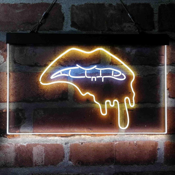 ADVPRO Lip Biting Bleeding Art Dual Color LED Neon Sign st6-i4066 - White & Yellow