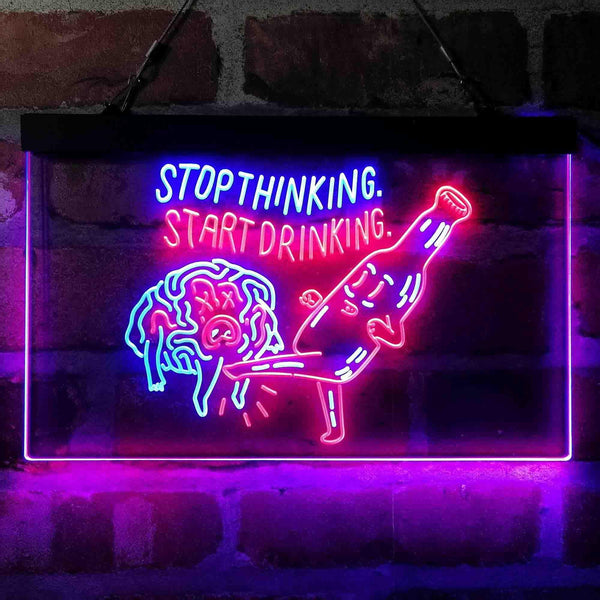 ADVPRO Humor Stop Thinking Start Drinking Dual Color LED Neon Sign st6-i4067 - Blue & Red
