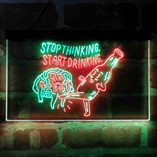 ADVPRO Humor Stop Thinking Start Drinking Dual Color LED Neon Sign st6-i4067 - Green & Red