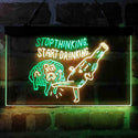 ADVPRO Humor Stop Thinking Start Drinking Dual Color LED Neon Sign st6-i4067 - Green & Yellow