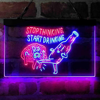 ADVPRO Humor Stop Thinking Start Drinking Dual Color LED Neon Sign st6-i4067 - Red & Blue