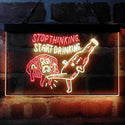 ADVPRO Humor Stop Thinking Start Drinking Dual Color LED Neon Sign st6-i4067 - Red & Yellow