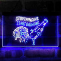 ADVPRO Humor Stop Thinking Start Drinking Dual Color LED Neon Sign st6-i4067 - White & Blue
