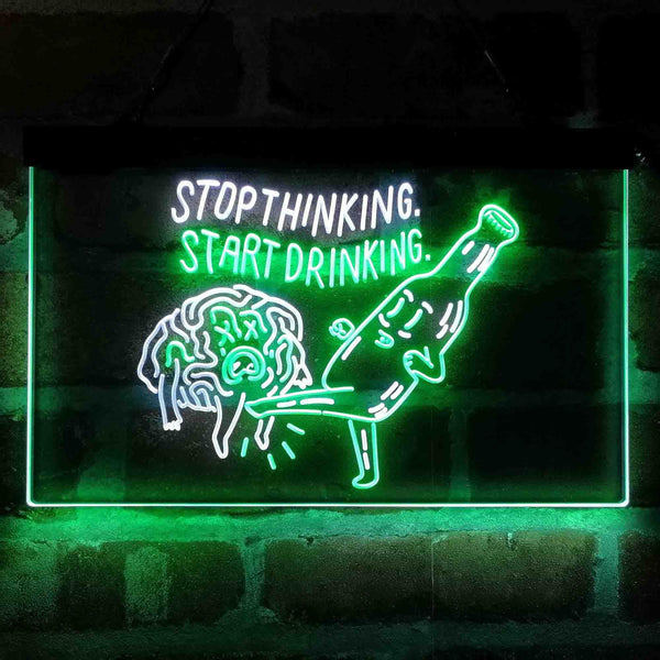 ADVPRO Humor Stop Thinking Start Drinking Dual Color LED Neon Sign st6-i4067 - White & Green