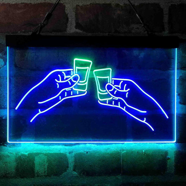 ADVPRO Vodka Shots Cheers Friends Dual Color LED Neon Sign st6-i4068 - Green & Blue