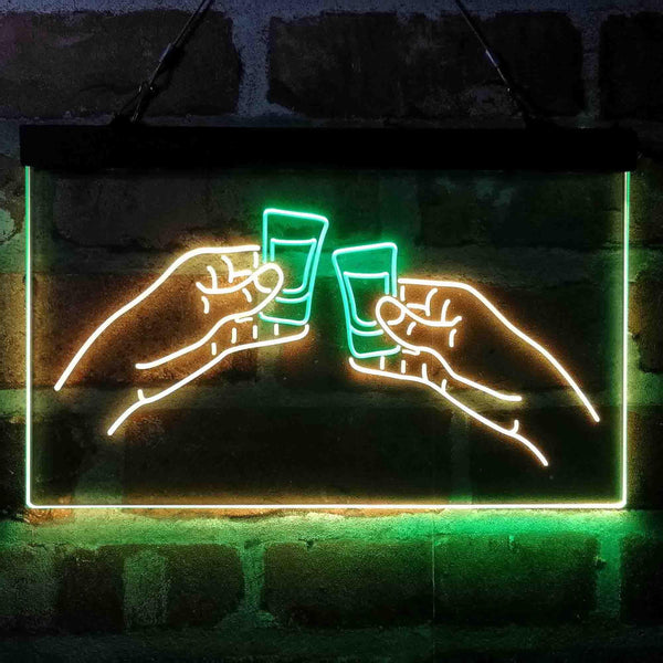 ADVPRO Vodka Shots Cheers Friends Dual Color LED Neon Sign st6-i4068 - Green & Yellow